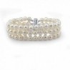 3-Row White A Grade 6.5-7mm Freshwater Cultured Pearl Bracelet 7" - CX124DBC69B