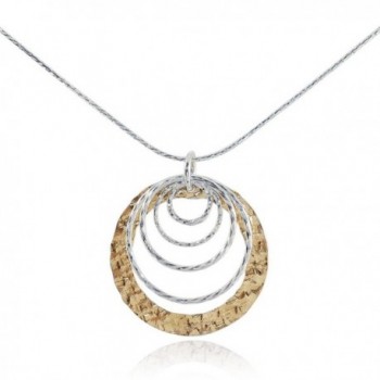 Two Tone Graduated Circles Pendant 925 Sterling Silver & 14k Gold Filled Necklace- 18" - CN128LM28OB