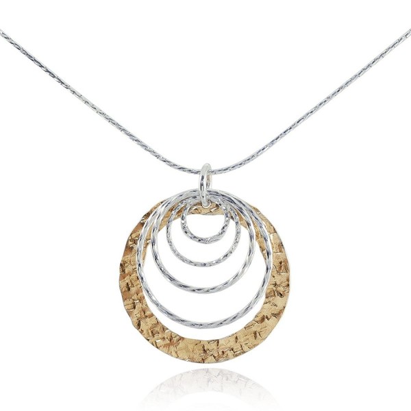 Two Tone Graduated Circles Pendant 925 Sterling Silver & 14k Gold Filled Necklace- 18" - CN128LM28OB