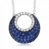 Sterling Silver with Blue and White Created Sapphire Pendant on 18 Inch Silver Chain - C21274EP6KF