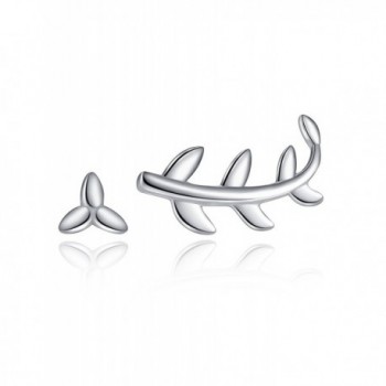 Forever Peace Sterling Sliver Stud Earrings Tiny Olive Leaf Earrings - olive - CH186CXIDX2