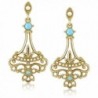 Downton Abbey Boxed Gold-Tone Simulated Pearl and Imitation Turquoise Drop Earrings - C21224WDBBN