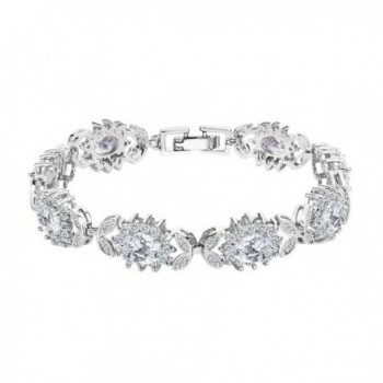 EVER FAITH Silver-Tone Cubic Zirconia December Birthstone Elegant Bridal Flower Tennis Bracelet Clear - CK1253112X1