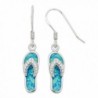 Sterling Silver or Gold Tone Created Opal Flip-Flop Earrings - Blue Opal - CT118NROEO7