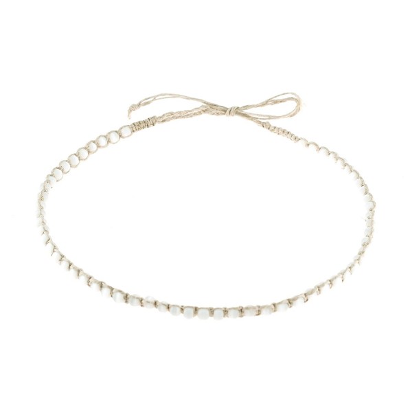 Hemp Cord Macrame Choker Necklace with Cat's Eye (White) - C9189Q8ZLIT