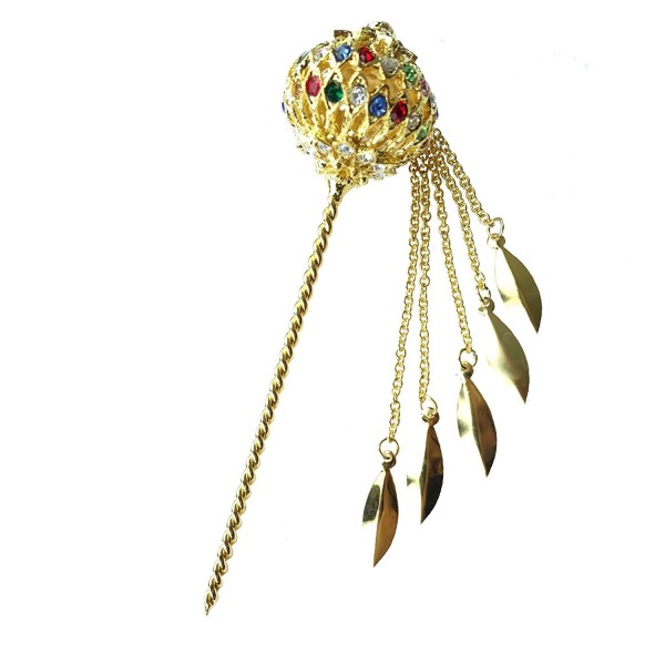 Siwalai Thai Traditional Gold Plated Multicolor Crystals Hair Pin 5 Inches - CE12MCB77QV