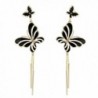 Lova Jewelry Black Butterfly Chain Gold Tone Metal Dangle Earrings - CX17AZMHZMO