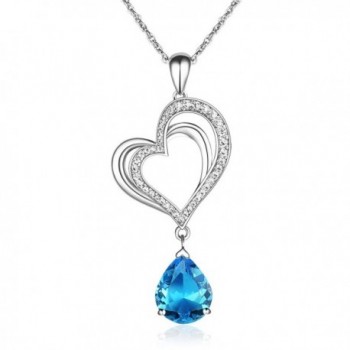 Yalong Heart Pendant Necklace Blue Aquamarine Crystal March Birthstone Jewelry for Women and Teen Girls - C7189KA09ER