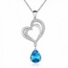Yalong Heart Pendant Necklace Blue Aquamarine Crystal March Birthstone Jewelry for Women and Teen Girls - C7189KA09ER