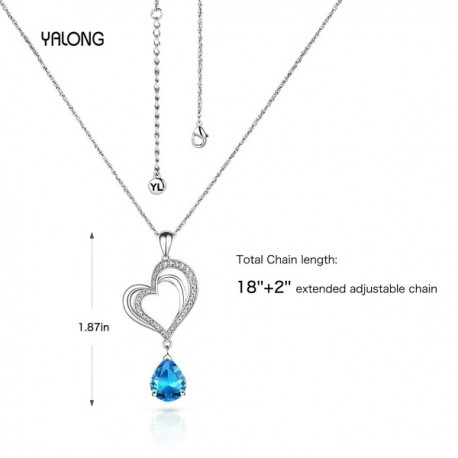 Heart Pendant Necklace Blue Aquamarine Crystal March Birthstone Jewelry ...