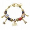 Rosemarie Collections Women's USA American Flag Glass Bead Charm Bracelet - Gold Tone - CB17YQ2IZH5