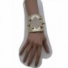 TFJ Women Fashion Jewelry Silver Rhinestones Gold Metal Wide Cuff Bracelet Balls - CM128RX5B9N