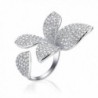 Dnswez Unique Large Flower Cubic Zirconia CZ Silver Open Cluster Cocktails Ring Adjustable Size 7\8 - CS12FI569I5