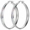 Oidea Stainless Earrings Colorful Rhinestone - 50mm large hoop earrings - CW182MKECIQ