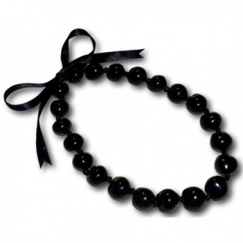 22'' Black Kukui NUT Necklace Lei Boho Chunky Lumbang Beads - CX112247NKJ