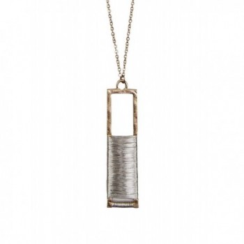 Hand Made Sleek Rectangle Wire Wrapped in Gold and Silver Necklace for Women | SPUNKYsoul Collection - CK1887IKG3U