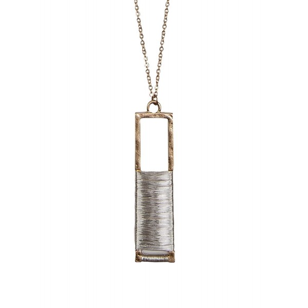 Hand Made Sleek Rectangle Wire Wrapped in Gold and Silver Necklace for Women | SPUNKYsoul Collection - CK1887IKG3U