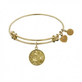 Non-Antique Stipple Finish Brass The Sea Angelica Bangle Bracelet - Yellow - CS11JAKT6IJ