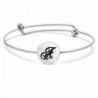 TUSHUO Initial 26 English Letters Sliver Tone Adjustable Wire Bangle Bracelet - CJ1838O9T5D