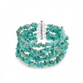 Bling Jewelry 925 Silver Reconstituted Turquoise 5 Strand Nugget Bracelet 8in - CA113AJ4A7H