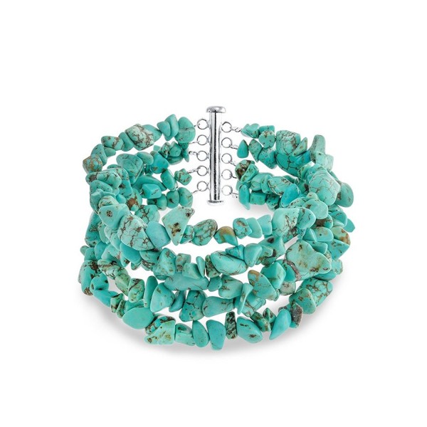 Bling Jewelry 925 Silver Reconstituted Turquoise 5 Strand Nugget Bracelet 8in - CA113AJ4A7H