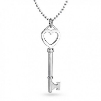 Bling Jewelry Italian Heart Key Pendant Sterling Silver Necklace 18 Inches - CZ114EJI5E3