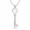 Bling Jewelry Italian Heart Key Pendant Sterling Silver Necklace 18 Inches - CZ114EJI5E3