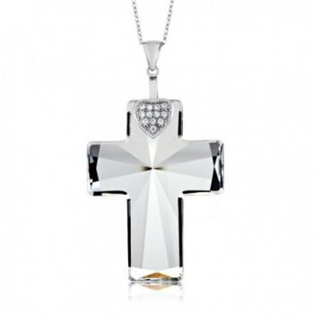 Sterling Silver Cross Pendant Necklace & Chain Created with Swarovski Crystals - CF12CU945WJ