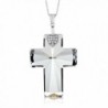 Sterling Silver Cross Pendant Necklace & Chain Created with Swarovski Crystals - CF12CU945WJ