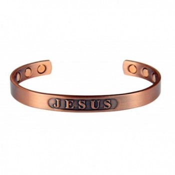 4031669 Solid Copper Magnetic Cuff Bracelet Bangle Jesus Message Christian Health - CV12EQX978T