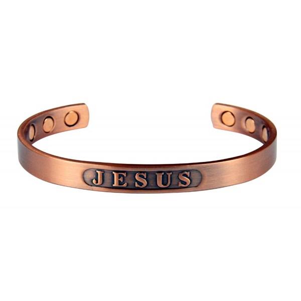4031669 Solid Copper Magnetic Cuff Bracelet Bangle Jesus Message Christian Health - CV12EQX978T