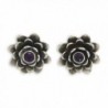 NOVICA Amethyst .925 Sterling Silver Button Earrings- 'Lilac-Eyed Lotus' - C8114XKEJD9