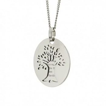 High Polished Stainless Steel Tree of Life Pendant- Serenity Prayer Laser Imprint Necklace - C811MJ03F3P