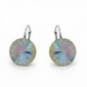 Aurora Borealis Sterling Silver 925 Made with Swarovski Crystals Round Leverback Earrings for Women - CY11XOGUZCR