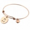 Ensianth Rose Gold Initial Bracelet Stainless Steel Letters Bangle Adjustable Bracelet with Heart Charm - C51879GY5TN