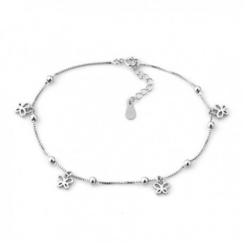 Mel Crouch Sterling Silver Bling Sexy Star/Clover/Butterfly/Heart Beach Anklets Ankle Holiday Bracelets - CI17AADQ2XW