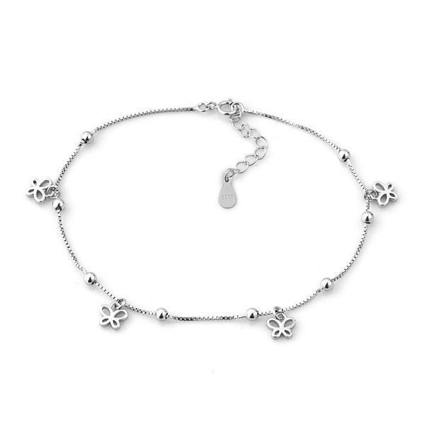 Mel Crouch Sterling Silver Bling Sexy Star/Clover/Butterfly/Heart Beach Anklets Ankle Holiday Bracelets - CI17AADQ2XW