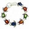 Silver Tone Magnetic Clasp Tropical Ocean Theme Multicolor Sea Turtle Charm Bracelet for Women and Teens - C911LAOF3UN