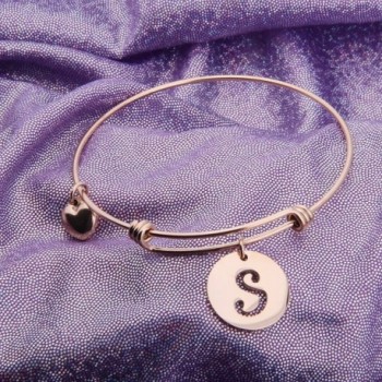 Ensianth Initial Bracelet Stainless Adjustable in Women's Bangle Bracelets