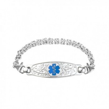 Divoti Custom Engraved Beautiful Olive Medical Alert Bracelet -Handmade Byzantine -Light Blue - C012GGZL8M3
