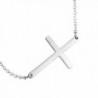 925 Sterling Silver Polished Sideways Cross Pendant Necklace - CF182K99ALL