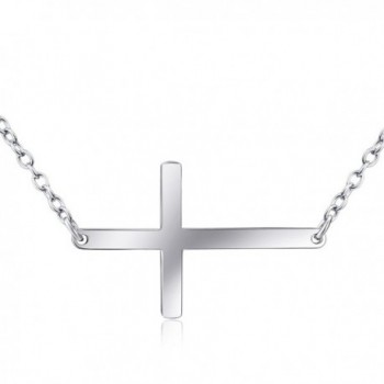 Sterling Polished Sideways Pendant Necklace