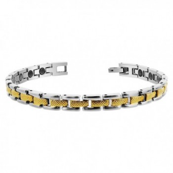 Gem Avenue Magnetic Link Two tone 0.25" Wide Therapy Bracelet 7.5" Long with Fold over Clasp - CO111SBZO49