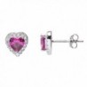 Sterling Silver CZ Halo Heart Stud Earrings - CR11O1I85XX