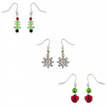 Lux Accessories Holiday Christmas XMAS Christmas Multi Earring Set 3PC - Silver Dangle Multi - C812LV66UOD