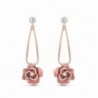 Glamorousky Sweet Rose Golden Plated White Flower Earrings with Austrian Element Crystal (23682) - CK12O3BHIH1