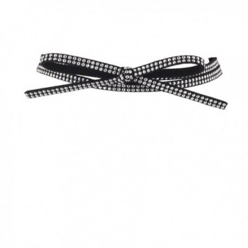Lux Accessories Multi Row Black Silvertone Studded Bow Wrap Choker - CP12NVJ1LUR