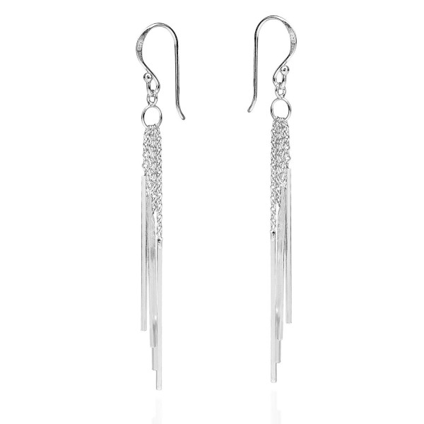 Trendy Stranded Stick Drop .925 Sterling Silver Dangle Earrings - CI126HDOAHD