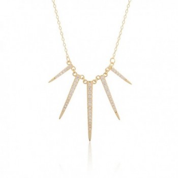 Sterling Silver Cubic Zirconia Spike Necklace - Gold - CH17YOW0GKM