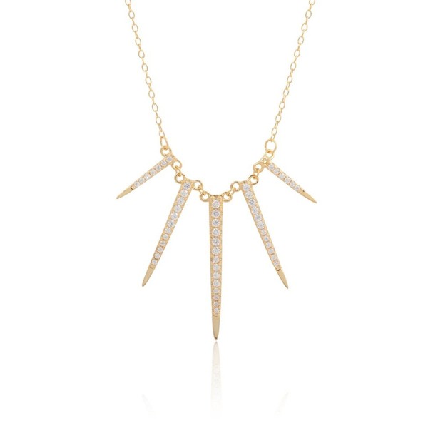 Sterling Silver Cubic Zirconia Spike Necklace - Gold - CH17YOW0GKM